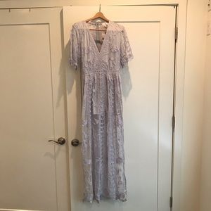 Socialite Lace Overlay Romper, Ice Blue, Med, NWT